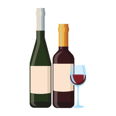 Wine bottles and cup