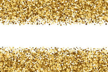 Gold frame glitter texture isolated on white background.