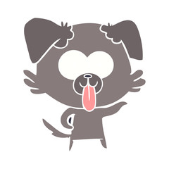 flat color style cartoon dog with tongue sticking out