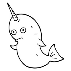 line drawing cartoon narwhal