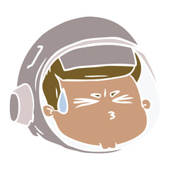 flat color style cartoon stressed astronaut face