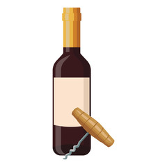 Wine bottle and corkscrew