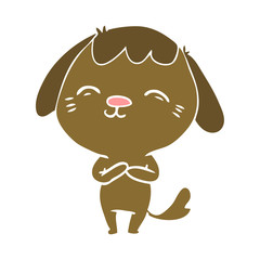 happy flat color style cartoon dog