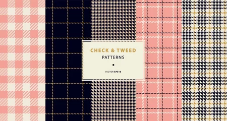 Kussenhoes Controleer en tweed naadloze patronen set © vector punch