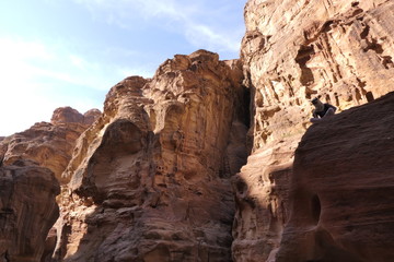 Rock formations in the old city of Petra, Jordan