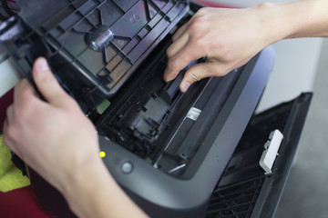laser cartridge replacement. close-up