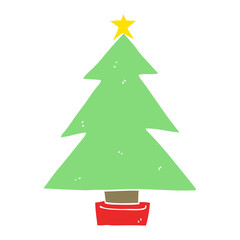 flat color style cartoon christmas tree