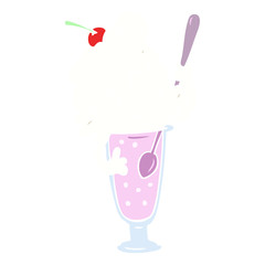 flat color style cartoon ice cream soda girl