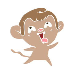 crazy flat color style cartoon monkey