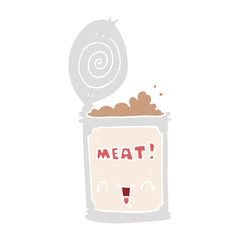 flat color style cartoon canned meat