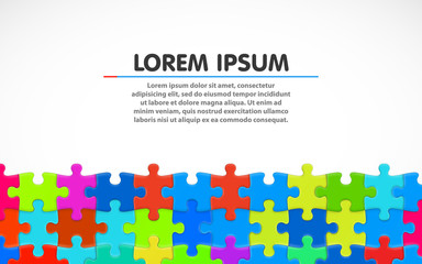 Colorful jigsaw puzzle. Blank simple background. Vector illustration