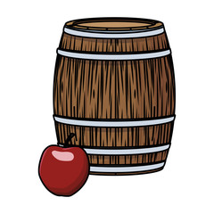 Wine barrel and apple