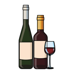 Wine bottles and cup