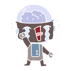 flat color style cartoon crying robot
