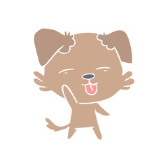 flat color style cartoon dog sticking out tongue
