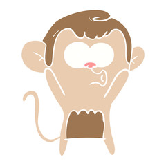 flat color style cartoon surprised monkey