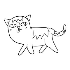 line drawing cartoon funny cat