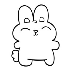 line drawing cartoon grey rabbit