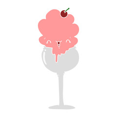 cute flat color style cartoon ice cream desert