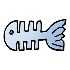 cartoon doodle fish bones