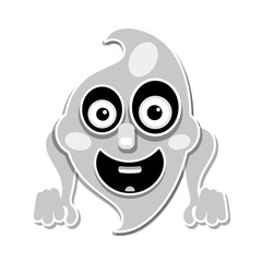 Funny cartoon Ghost on white background. Happy Halloween.