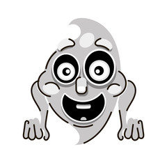 Funny cartoon Ghost on white background. Happy Halloween.