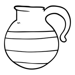 line drawing cartoon of a jug