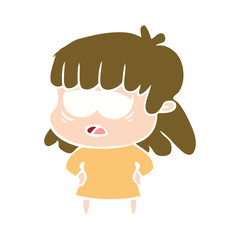 flat color style cartoon tired woman