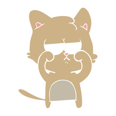 tired flat color style cartoon cat rubbing eyes