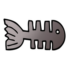 cartoon doodle fish bones