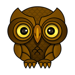 Owl or owl bird sketch vector isolated icon.