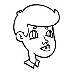 Obraz na płótnie Canvas line drawing cartoon of a boy face
