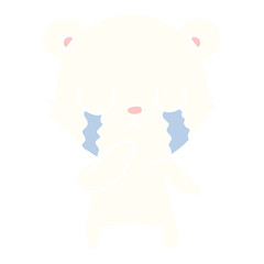 crying polar bear flat color style cartoon