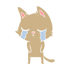 Obraz na płótnie Canvas crying flat color style cartoon cat