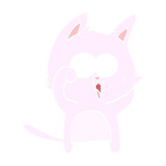 funny flat color style cartoon cat