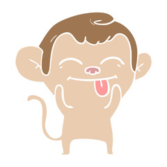 funny flat color style cartoon monkey