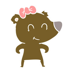 female bear flat color style cartoon