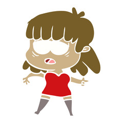 flat color style cartoon tired woman