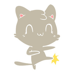 flat color style cartoon happy cat karate kicking
