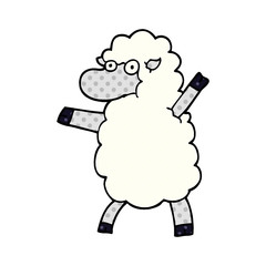 cartoon doodle sheep standing upright