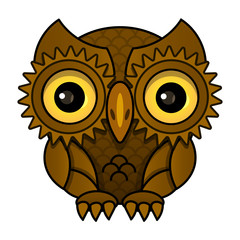 Owl or owl bird sketch vector isolated icon.