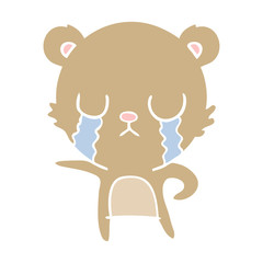 crying flat color style cartoon bear