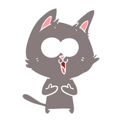 funny flat color style cartoon cat