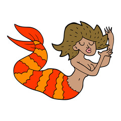 cartoon doodle woman mermaid