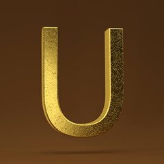 3D render Illustration. golden capital letter - U.