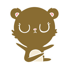 peaceful flat color style cartoon bear