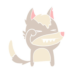 tired wolf flat color style cartoon