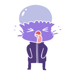 weird flat color style cartoon alien