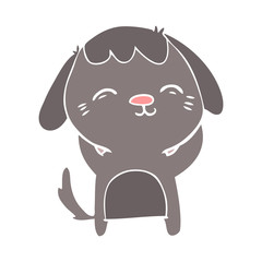 happy flat color style cartoon dog