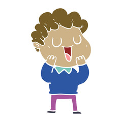 laughing flat color style cartoon man